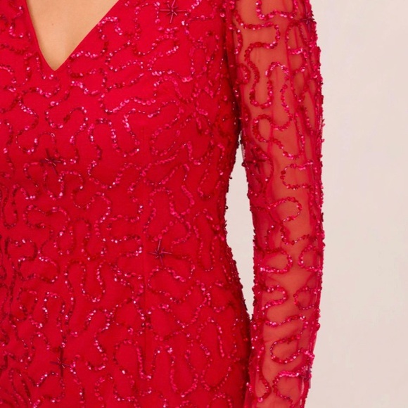 Adrianna Papell- Papelll Studio Beaded Midi Cocktail Party Dress Sz 14 - Picture 13 of 13